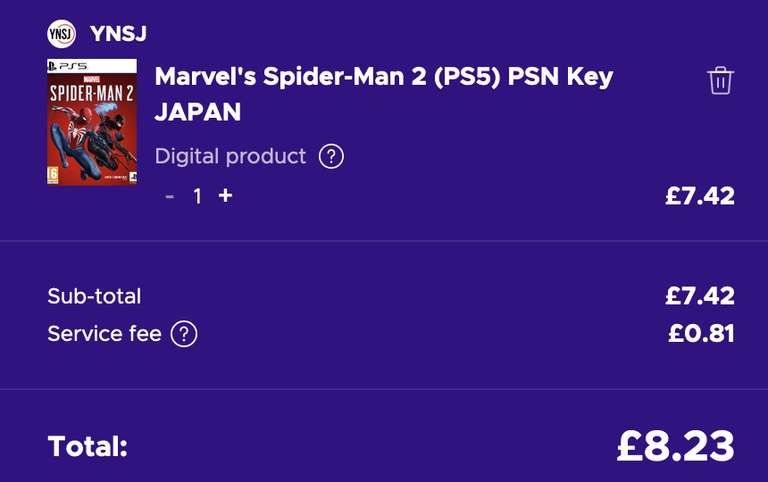 Spiderman 2 PS5 Japan Key (Requires Japanese Psn account) Sold by YNSJ