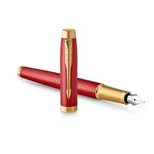 Parker IM Fountain Pen | Premium Red Lacquer with Gold Trim | Fine Point