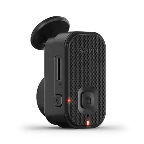 Garmin Dash Cam Mini 2, Super Compact Dash Camera, 140-degree Field of View, Voice Controlled, Incident Detection, Dual USB charger included