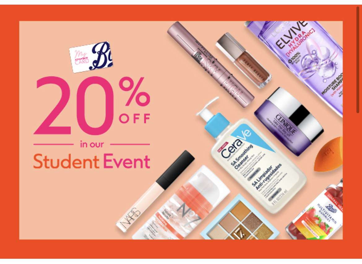 Boots 20% Student Discount Event - 23rd 