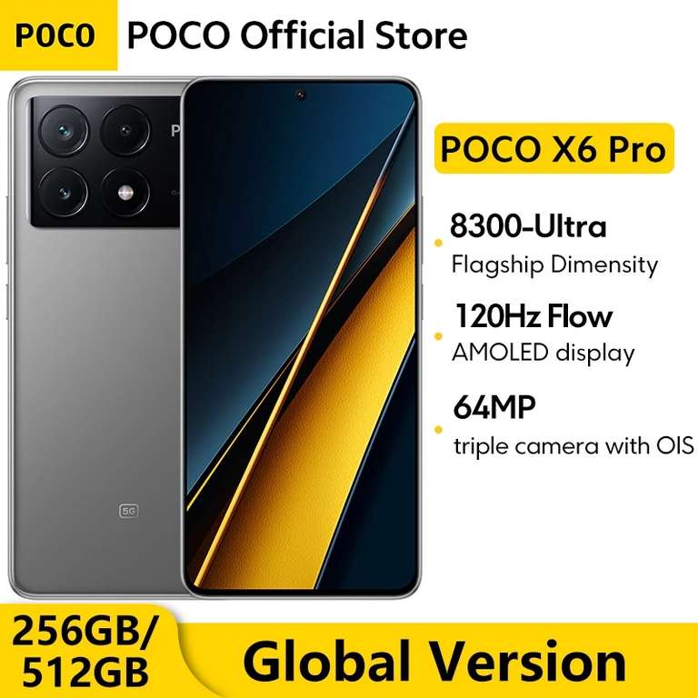 POCO X6 Pro 5G Global 12/512GB 6.67" 1.5K AMOLED DotDisplay 64MP 67W turbo charging NFC, Sold By POCO Official Store