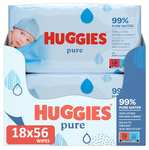 Huggies Pure, Baby Wipes, 18 Packs (1008 Wipes Total) - £9.98 / £8.92 S&S