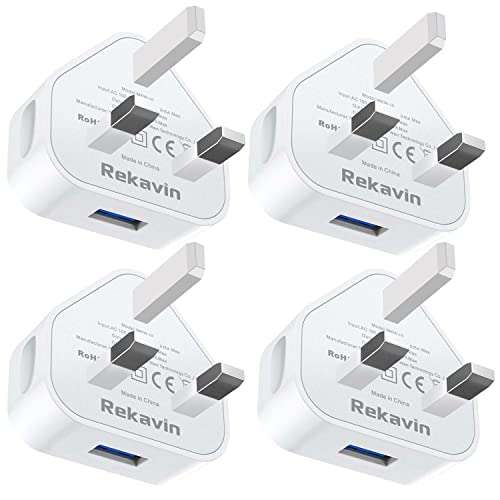 4 Pack USB Plug UK Mains Charger, Rekavin USB Wall Plug Adaptor UK Compact Power USB Adapter £11.89 Dispatches from Amazon Sold by Makvin