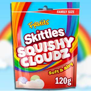 16 x Skittles Fruits Squishy Cloudz Soft & Airy 120g Sweets BBE 18/08/2022 £10 @ Yankee Bundles