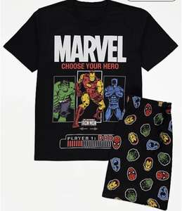 Marvel Black Character Print Short Pyjamas men's limited sizes free click and collect