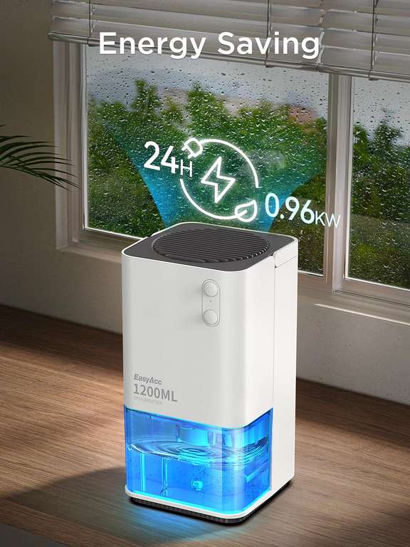 EasyAcc 1200ml Electric Portable Mini Dehumidifier with Ultra Quiet ...