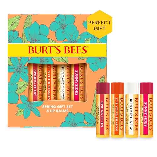 Burt's Bees Lip Balm Gift Set, Pomegranate, Coconut & Pear, Watermelon, Sweet Mandarin, Just Picked, 4x4.25g
