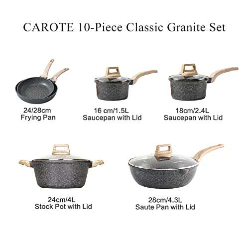 Carote Classic Granite Non-Stick Cookware Set, 10-Piece