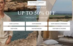 Up to 50% off the mid-season sale + Free Delivery with code @ The White Company
