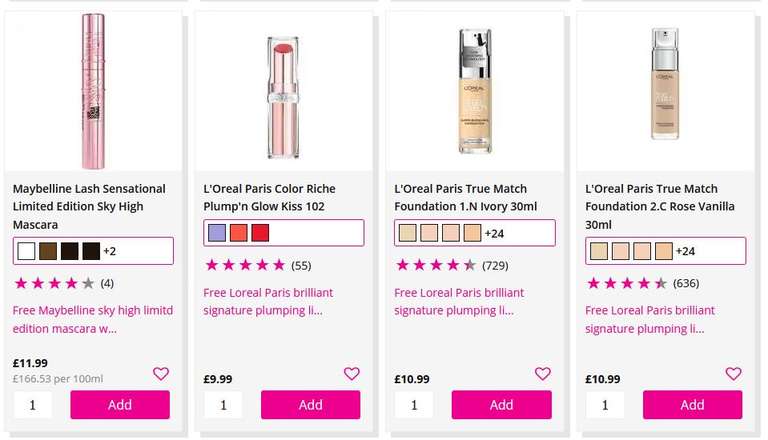 20% Off Selected Makeup Brands e.g. Max Factor, Maybelline, Rimmel (Online Only) + Free Click & Collect @ Superdrug