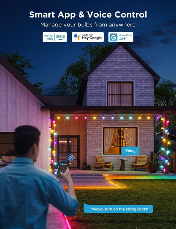 Govee Outdoor Smart String Lights 30m/15m £54.99 at Govee EU - Prime ...