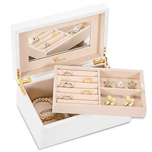 White Wooden Jewelry Box - w/Voucher, Sold By Hamyah FBA