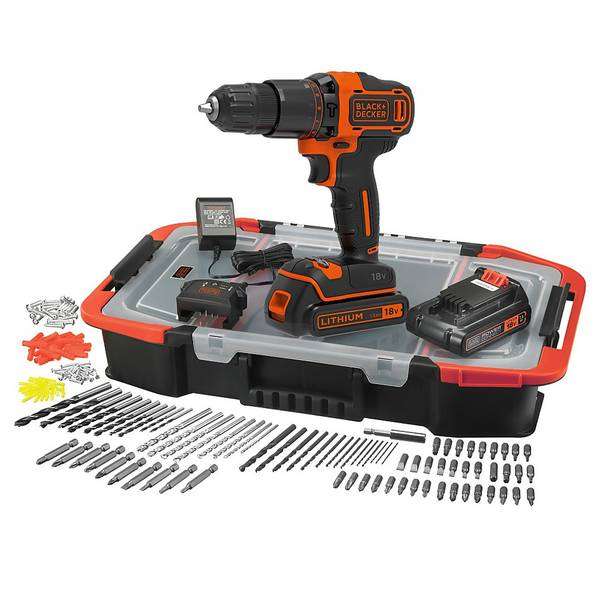 BLACK+DECKER 18V Cordless Combi Drill 2 x 1.5Ah with 160 Accessories and Storage Box (BCD700BAST-GB) £70 with code £6 delivery @ Homebase