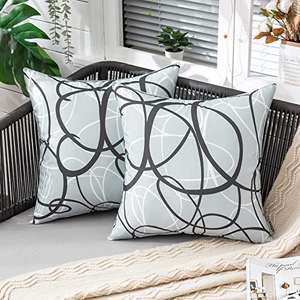 MIULEE Outdoor Waterproof Cushion Covers Sofa Pillow Covers Grey 16x16 £5.39 /20x20 £5.84 Sold By Miulee