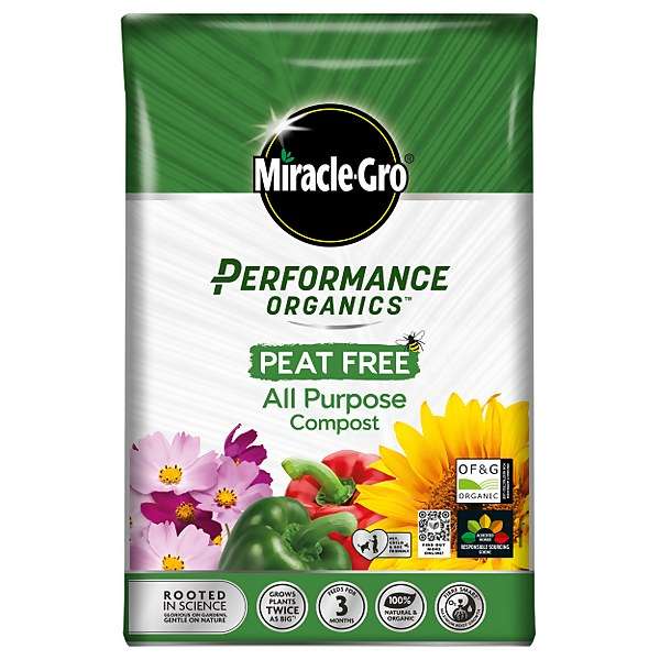 Miracle-GroPerformance Organics Peat Free All Purpose Compost - 40L £4.50 + free collection @ Homebase