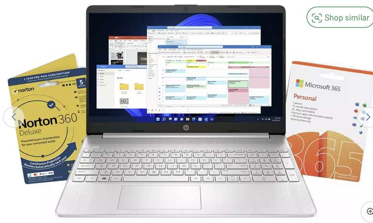 HP 15s-fq2039na 15.6in i3 4GB 128GB Laptop Bundle - Silver - Free Collection