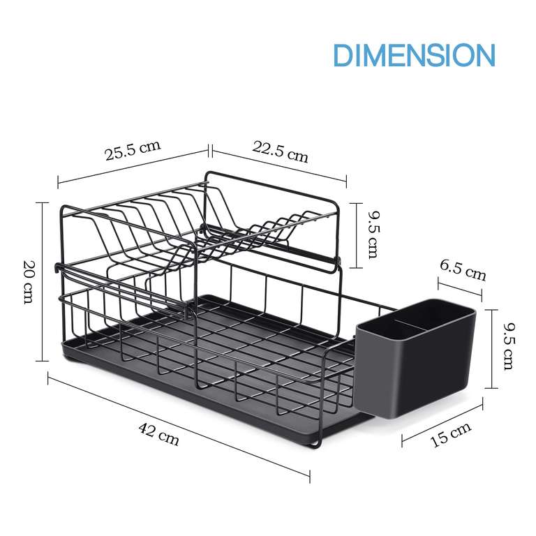KINGRACK 2 Tier Dish Drainer Rack, Steel Dish Rack with Removable Cutlery Holder & Drip Tray @ Kingrack / FBA