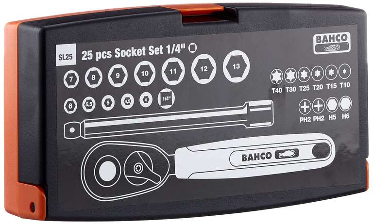 Bahco 25pc 1/4" Socket Set - £20.99 + Free Click & Collect @ Halfords