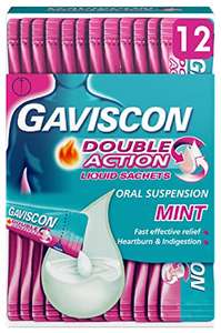 Gaviscon Double Action Heartburn and Indigestion Sachets, Mint Flavour, Pack of 12 / Buy 2 Packs (24)For £5.92