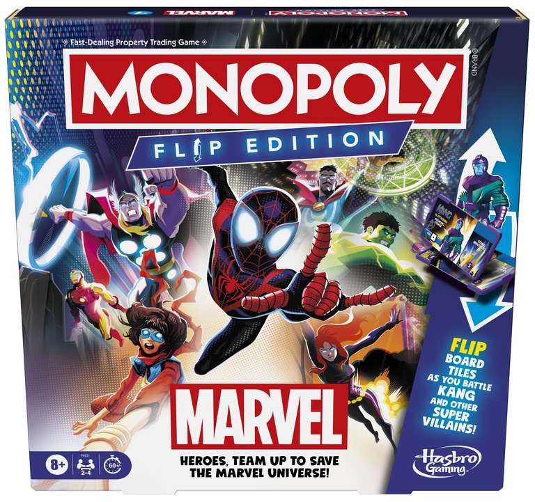 Monopoly Flip Edition: Marvel Board Game W/Code