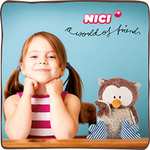 Nici 46093 Cuddly Toy Owl Oscar with turnable Head 50cm, Brown/Blue