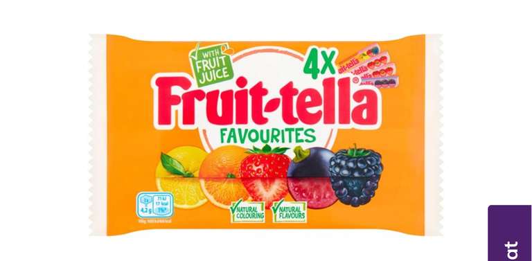 Fruit-tella Chewy Mix Multipack 4 x 41g 72p (Minimum Basket / Delivery Fees Apply) @ Ocado