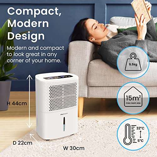 Pro Breeze 12L Day Dehumidifier with Automatic Humidity Sensor & Display 