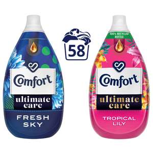 Comfort Ultimate Care Fabric Conditioner 58 Washes 870ml (Fresh Sky / Tropical Lily)