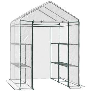 Outsunny Metal Frame Walk in Grow Herb Plant Portable Greenhouse Transparent 143 L x 143W x 195H cm