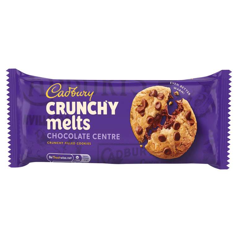 Cadbury Crunchy Melts Chocolate Centre Chocolate Chip Cookies 156g - Nectar Price