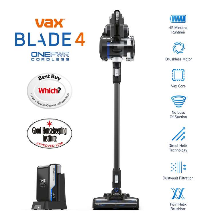 Refurbished Vax OnePWR Blade 4 Cordless Vacuum Cleaner 0.6L 18V CLSV-B4KSRB £79.99 @ Vax / ebay