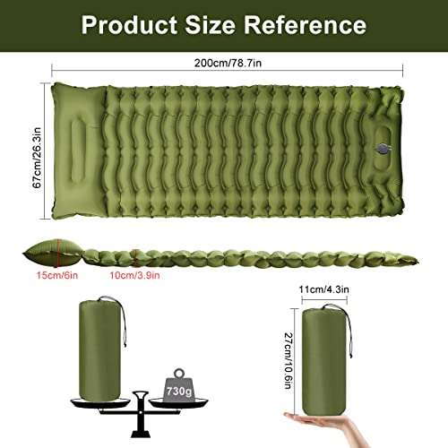 Sauyet Self Inflating Camping Mat, Inflatable Sleeping Mat with Pillow Built-in Foot Pump 10cm Thick With Code Sold by SAUYET LTD
