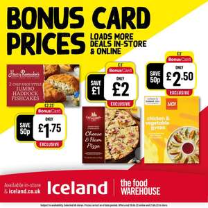 Iceland Bonus Card offers cathedral city cheese & ham pizza £2 (more in description) at Iceland