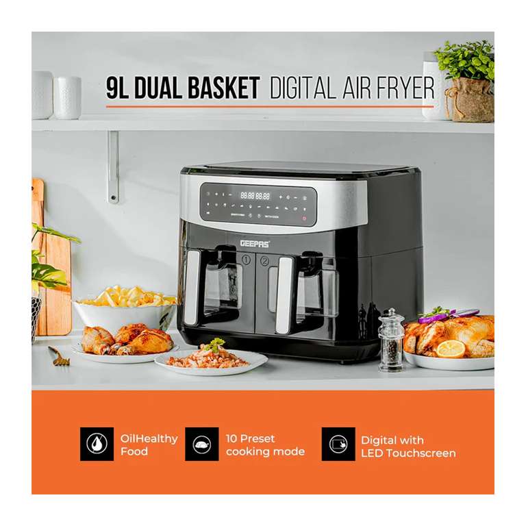 9L Digital Instant VORTEX Dual Basket Air Fryer - £92.02 Delivered @ Geepas