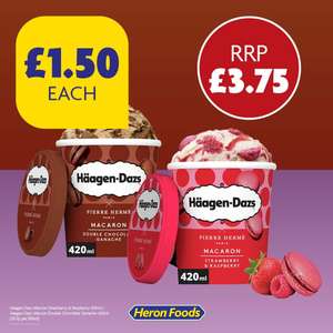 Haagen-Dazs Macaron Double Chocolate/ Strawberry & Raspberry Ice Cream Tubs 420ml
