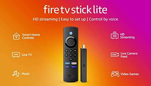 Fire TV Stick Lite with Alexa Voice Remote Lite | HD streaming device (Prime Exclusive) £21.99 @ Amazon