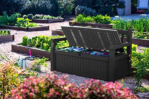 Keter 6025 Eden Bench Outdoor Storage Box Garden Furniture, Graphite and Grey, 132.5L x 75W x 18.5Hcm - £97.49 @ Amazon