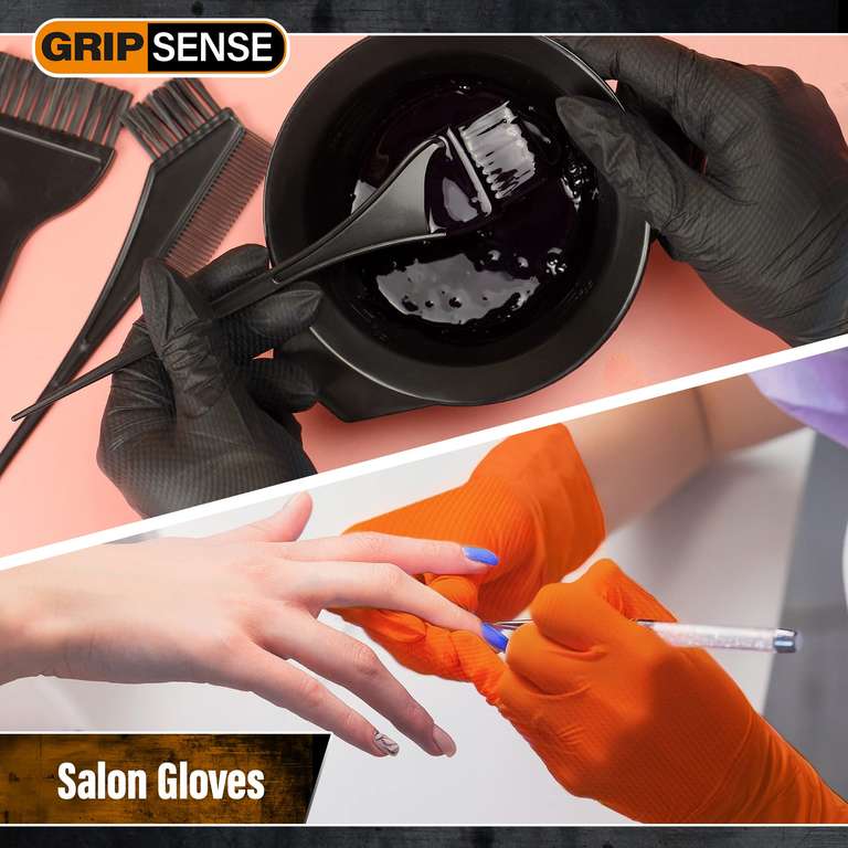 GripSense Nitrile Gloves (2 Packs of 50) - High Density Diamond Grip Orange Gloves - 1 pack £5 (£4.75 s&s) or 2 packs £8 (£7.60 s&s)