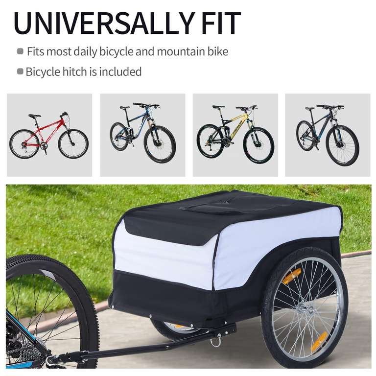 HOMCOM Bike Trailer Cargo in Steel Frame Extra Bicycle Storage Carrier (White and Black) with voucher - sold & dispatched by MHSTAR