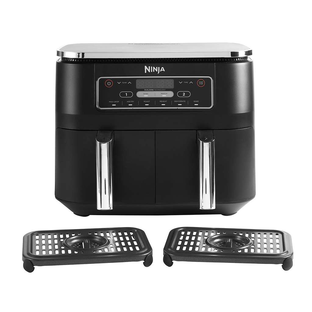 Duronic Air Fryer Bundle Set AF34, 2-In-1 Air Fryer Set with 1X 10L Large  Drawer and 2X 4.5L Twin Drawers Included, Dual Zone Family Sized Cooker,  with Single and Double Basket Frying