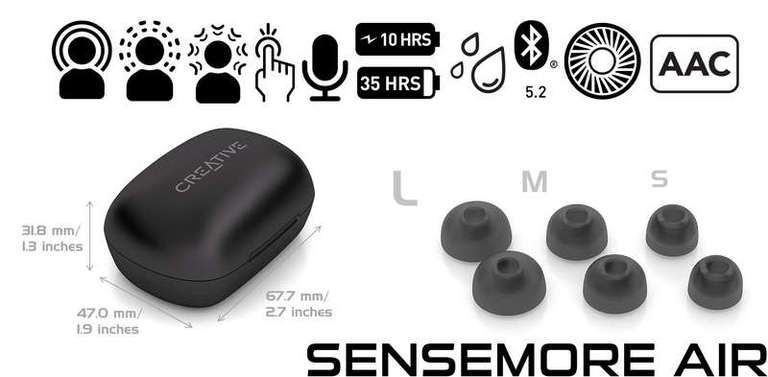 Creative Sensemore Air TWS earbuds - £49.99 (free P&P) @ Creative