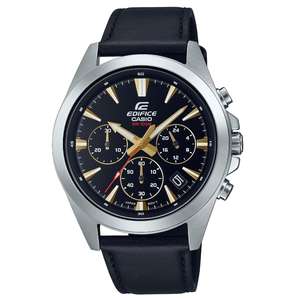 Casio Edifice 43mm Chronograph Leather Strap Watch EFV-630L-1AV - Using Code