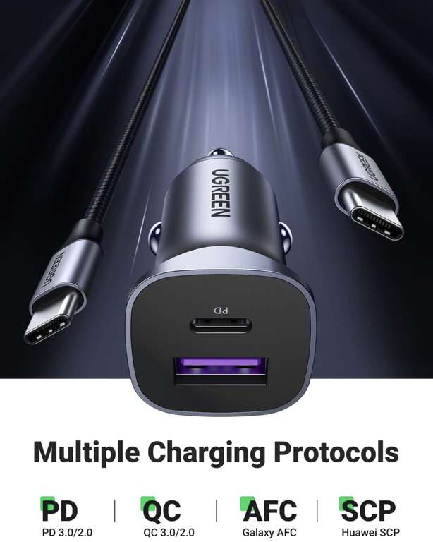 UGREEN 30W Car Charger with 60W USB C Cable PD&QC3.0 USB C Car Charger Fast Charge Adapter Sold by UGREEN GROUP LIMITED UK