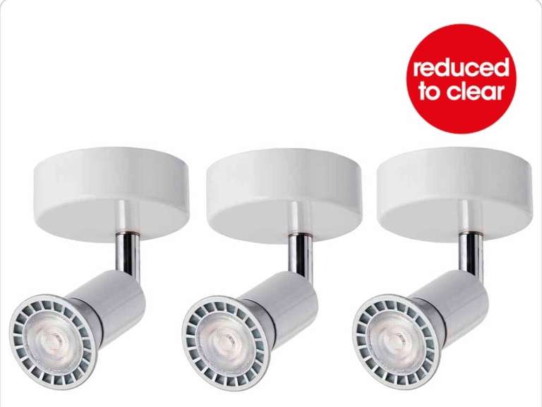 Wilko White Spot Lights 3 Set reduced to £7.80 with Free Collection @Wilko