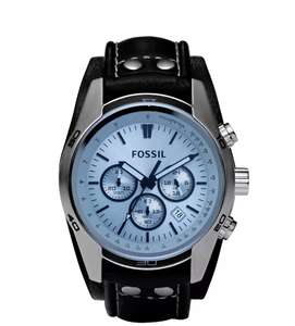 Fossil Coachman Men's Chronograph Black Leather Strap Watch Free click and collect