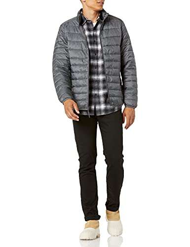 Amazon Essentials Men's Packable Lightweight Water-Resistant Puffer Jacket Size M only Colour Charcoal Heather - £11.43 @ Amazon