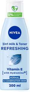 NIVEA 2in1 Cleanser & Toner (200 ml), Gentle & Caring Face Toner, Refreshing Toner with Vitamin E Removes Residue and Make Up (S&S £1.68)