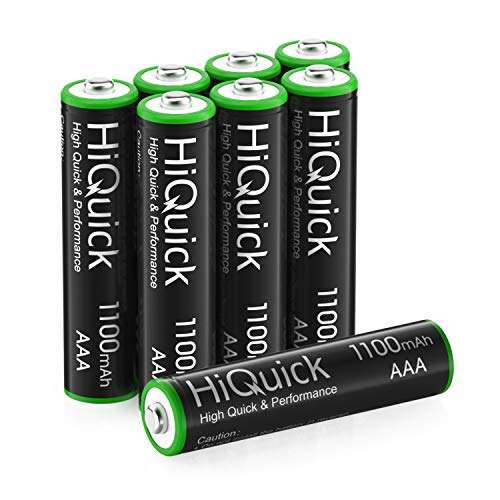 HiQuick 8 x AAA Rechargeable Batteries,1100mAh, Ni-MH 1200 Recycle Times - £6.12 (From £5.51 on S&S) Sold By HiQuick / FB Amazon