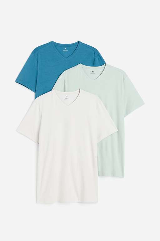 3 Pack - Mens Slim Fit V-Neck T-Shirts (2 Colours / Sizes XS - XXL) - Free C&C for Members
