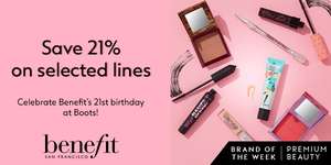 Brand of The Week: 21% off Benefit + Free Click & Collect over £15 (otherwise £1.50) - @ Boots